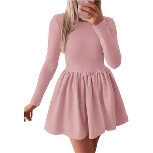 Women's Long Sleeve Mini Dresses Pink